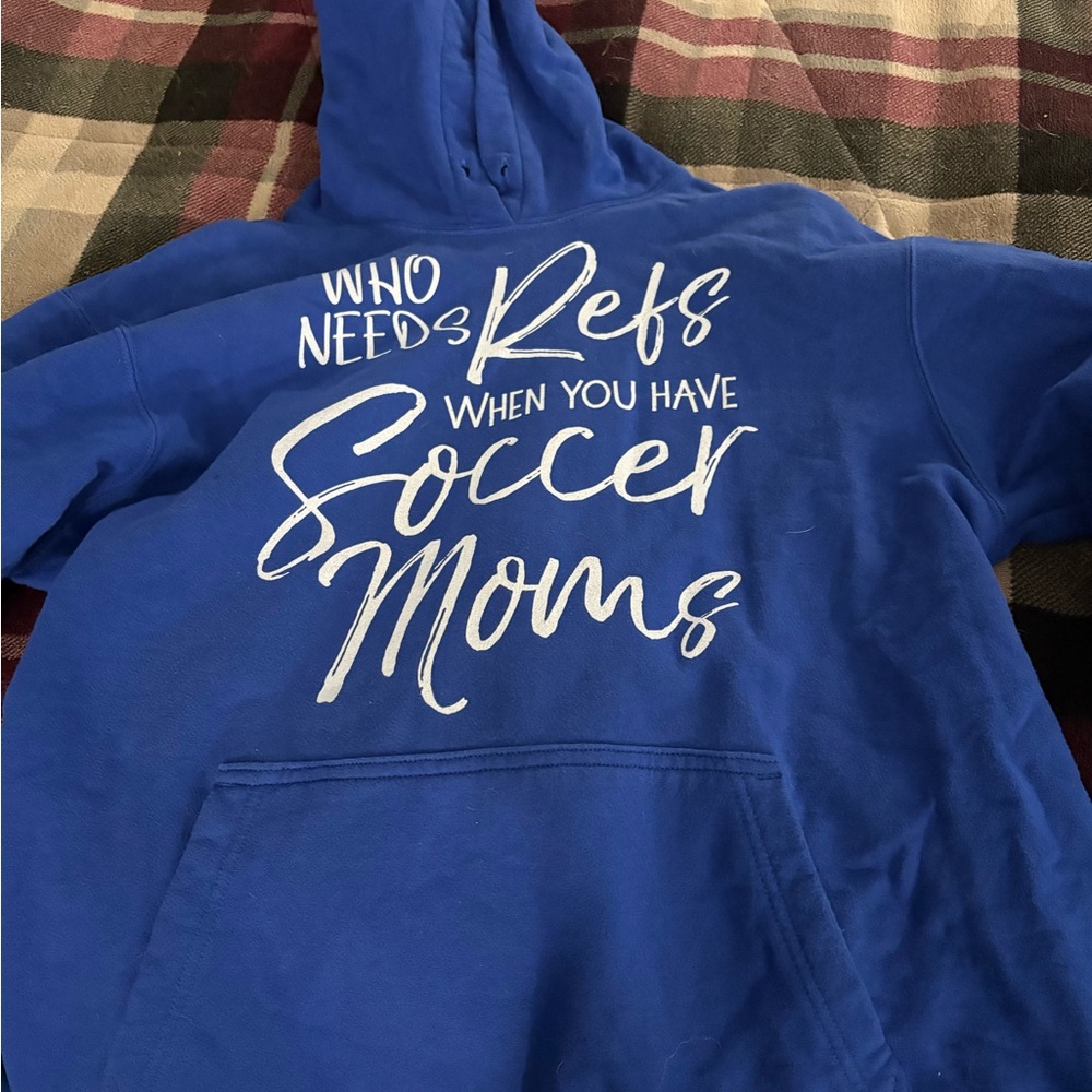 Blue Hoodie with Soccer Moms Graphic